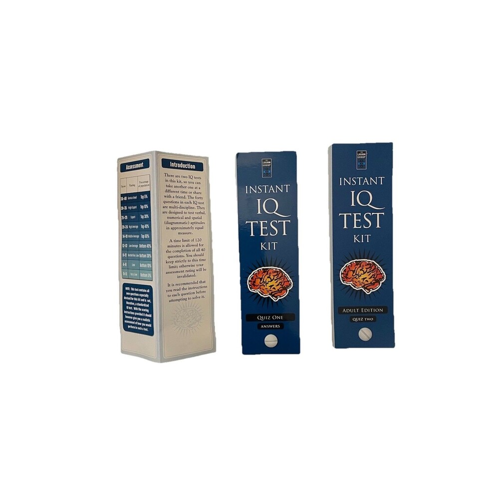 Instant IQ TEST KIT - Adult Edition - Two Complete Quizzes , exc. cond.